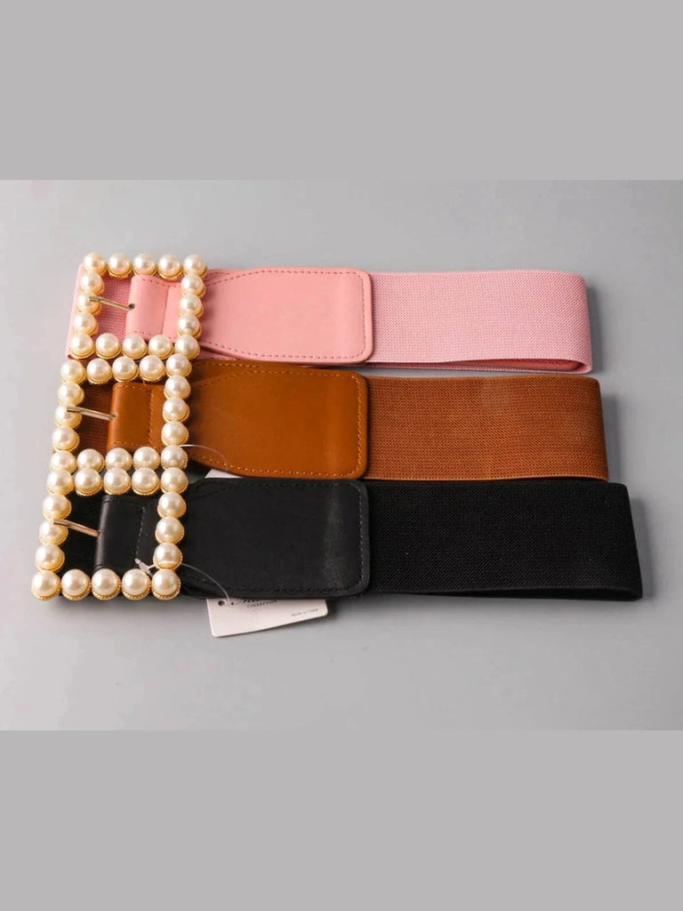 Pearl buckle belt hot sale